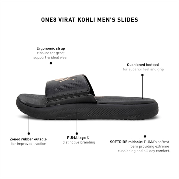 one8 Virat Kohli Men's Slides, Puma Black-Puma Team Gold, extralarge-IND