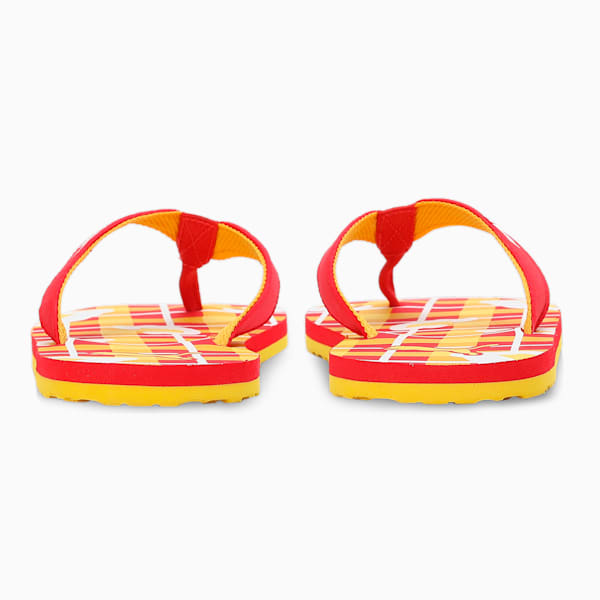 Bobble Youth Flip Flops, Tangerine-Spectrum Blue-Dandelion, extralarge-IND