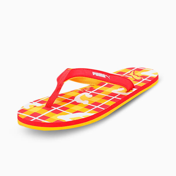 Bobble Youth Flip Flops, Tangerine-Spectrum Blue-Dandelion, extralarge-IND