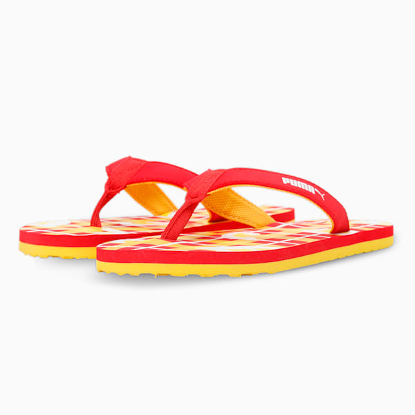 Bobble Kids' Flip Flops, Tangerine-Spectrum Blue-Dandelion, extralarge-IND