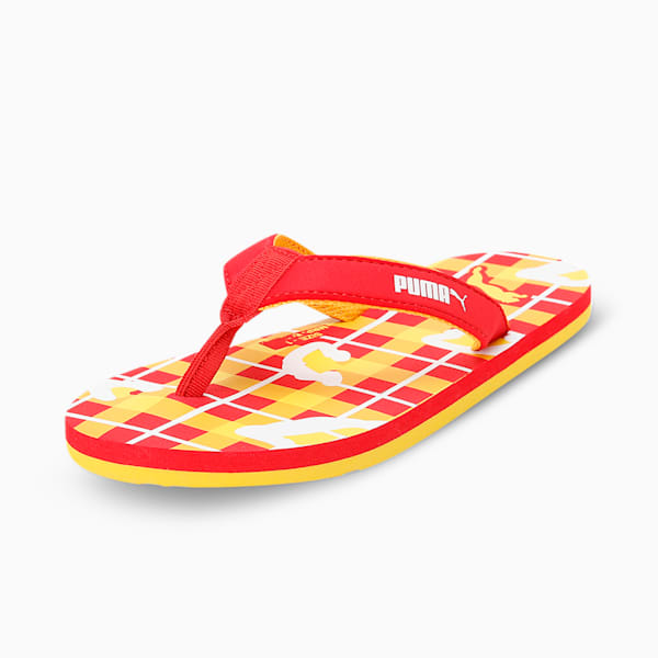 Bobble Kids' Flip Flops, Tangerine-Spectrum Blue-Dandelion, extralarge-IND