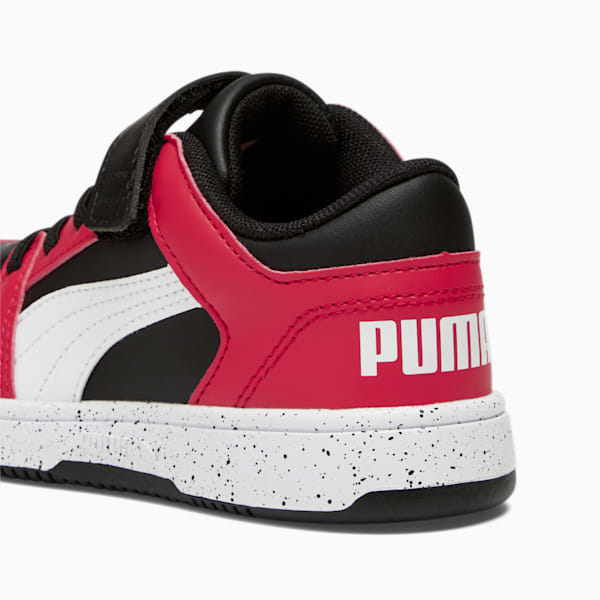 Tenis Rebound V6 Lo Speckle Little Kids', Puma Black-Puma White-High Risk Red, extralarge