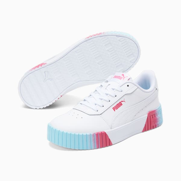 Zapatos deportivos Carina 2.0 Fade para niños grandes , Puma White-Puma White-Sunset Pink, extragrande