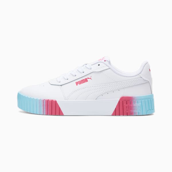 Zapatos deportivos Carina 2.0 Fade para niños grandes , Puma White-Puma White-Sunset Pink, extragrande