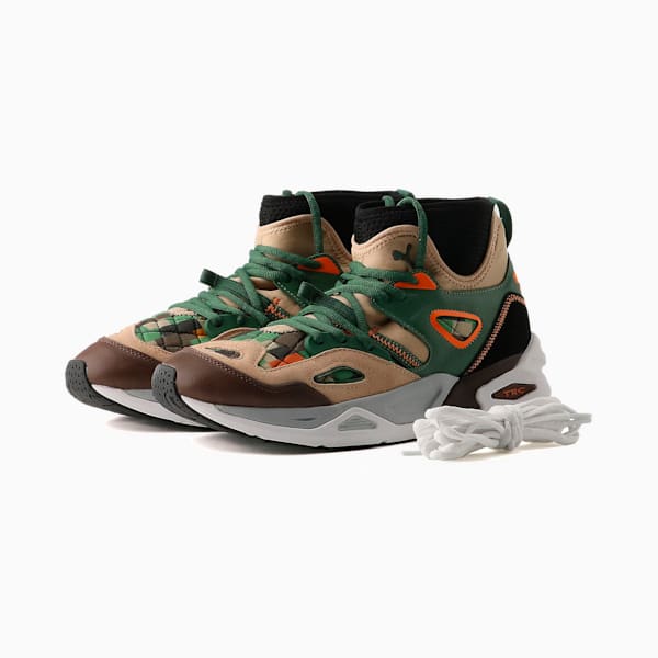 メンズ PUMA x BLACK FIVES TRC ブレイズ ミッド スニーカー, Deep Forest-Light Sand-Chestnut, extralarge-JPN