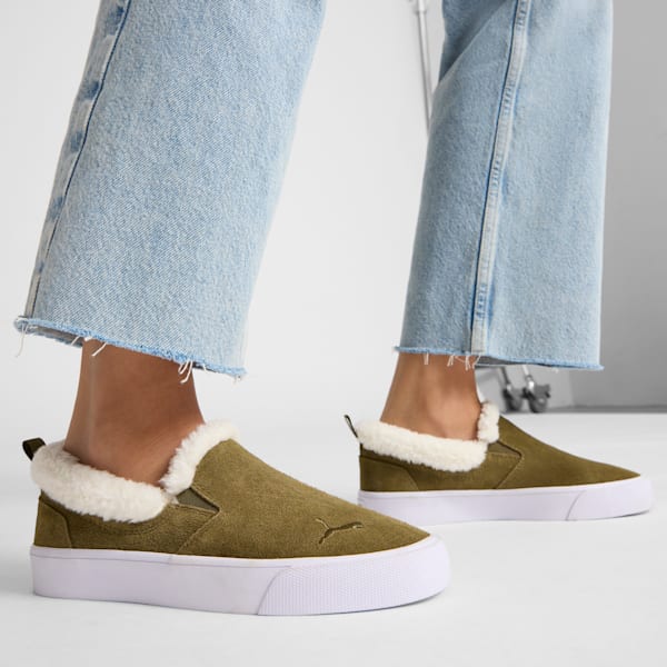 Chaussures à enfiler en sherpa Bari Comfort Femme, Wild Willow-PUMA White, extralarge