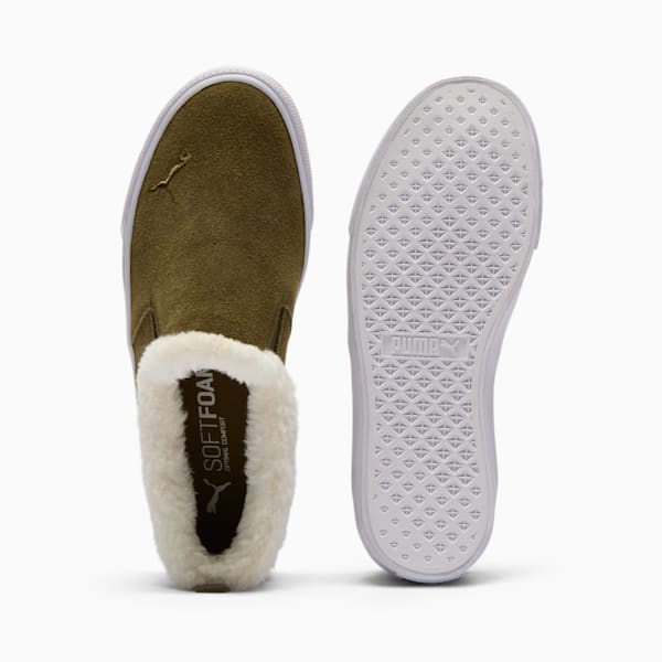 Bari Comfort Sherpa Women's Slip-On Shoes, Wild Willow-PUMA White, extralarge