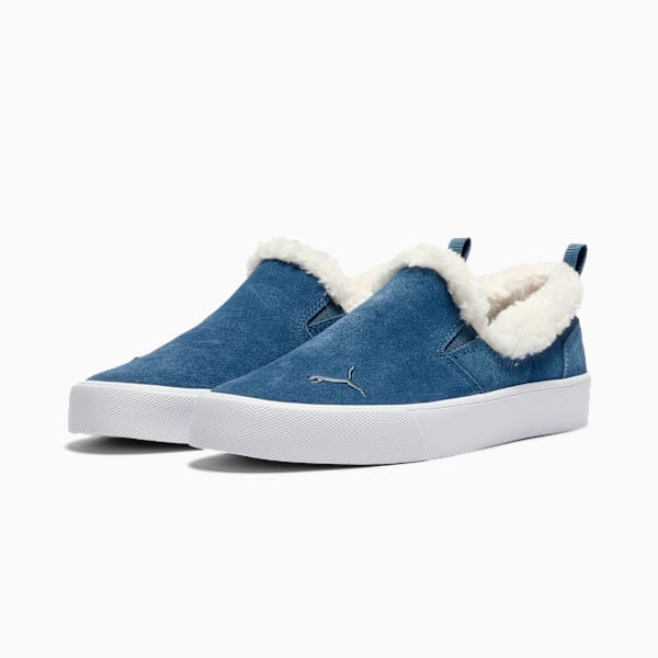 Bari Comfort Sherpa Women's Slip-On Shoes, Dark Indigo-Whisper White, extralarge