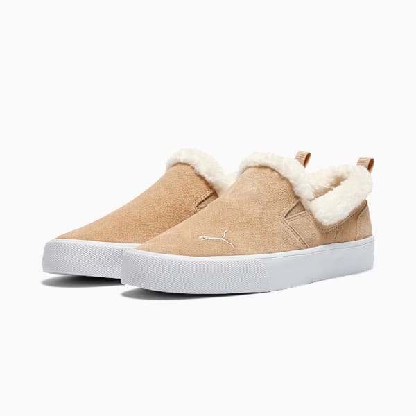 Bari Comfort Sherpa Women's Slip-On Shoes, Prairie Tan-Whisper White, extralarge