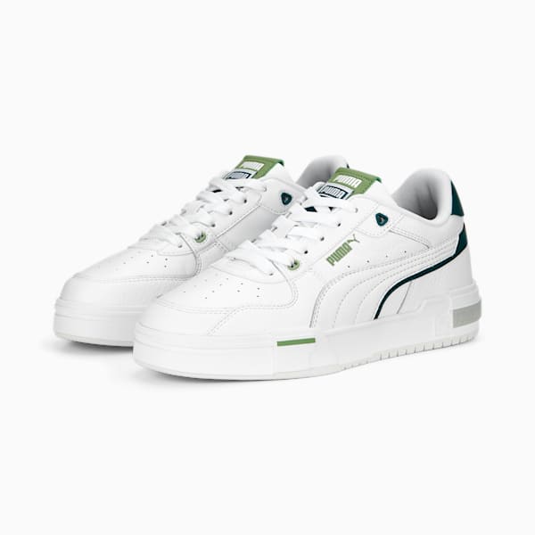 CA Pro Glitch Leather Unisex Sneakers, PUMA White-Varsity Green-Feather Gray, extralarge-AUS