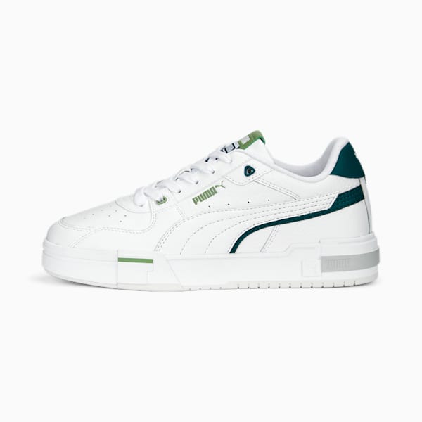 CA Pro Glitch Leather Unisex Sneakers, PUMA White-Varsity Green-Feather Gray, extralarge-AUS