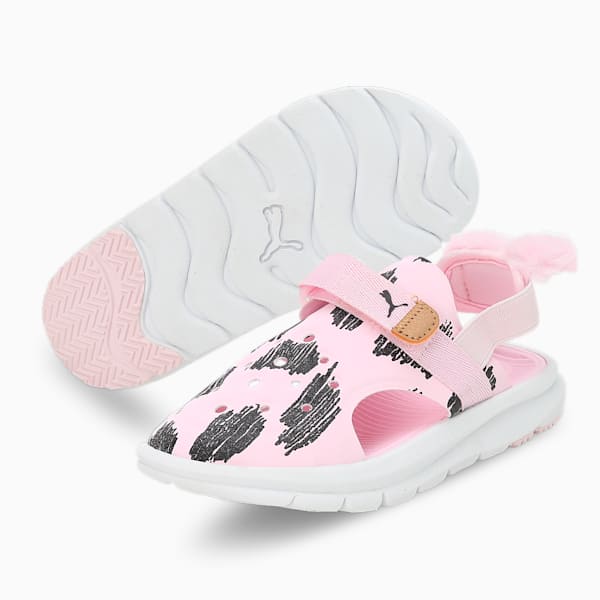 Evolve Puma Mates Kids' Sandals, Pearl Pink-PUMA Black-PUMA White-PUMA Gold, extralarge-IND