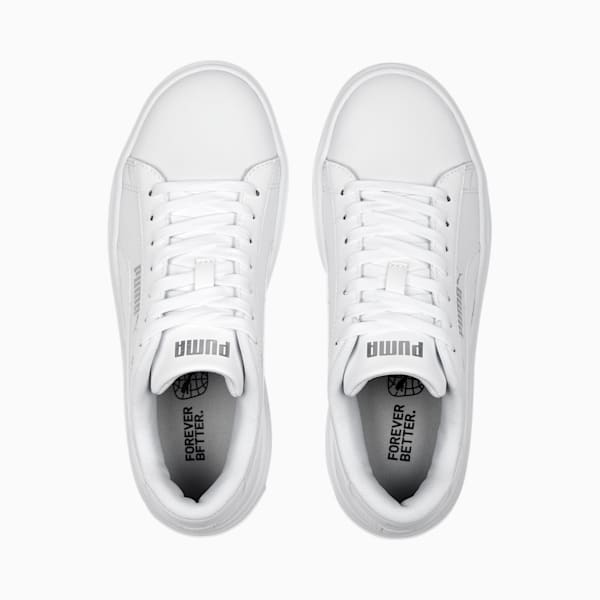 Tenis Smash Platform V3 Gamuza para mujer, PUMA White-PUMA Silver, extralarge