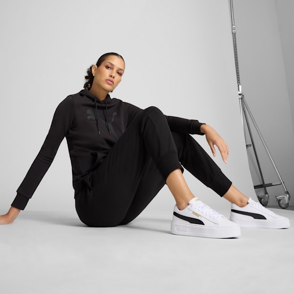 Smash Platform v3 Women's Sneakers, PUMA White-PUMA Black-PUMA Gold, extralarge
