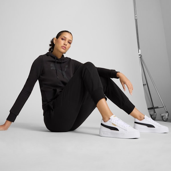 Tenis Smash Platform V3 para mujer, PUMA White-PUMA Black-PUMA Gold, extralarge
