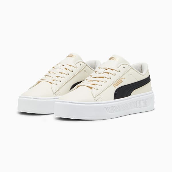 Tenis Smash Platform V3 para mujer, Alpine Snow-PUMA Black-PUMA Gold-PUMA White, extralarge