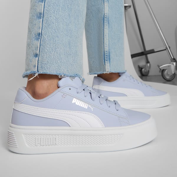 Smash Platform v3 Women's Sneakers, Cool Weather-PUMA White-PUMA Silver, extralarge