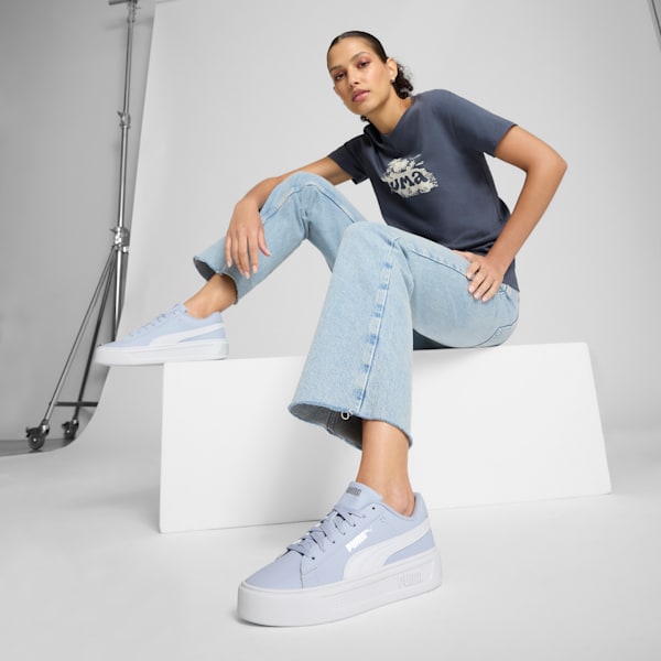 Smash Platform v3 Women's Sneakers, Cool Weather-PUMA White-PUMA Silver, extralarge