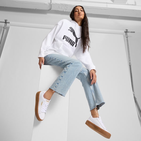 Tenis Smash Platform V3 para mujer, PUMA White-PUMA White-PUMA Gold, extralarge