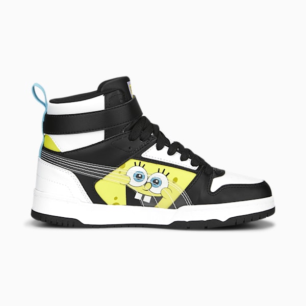 PUMA x SPONGEBOB RBD Game Youth Sneakers, PUMA White-PUMA Black-Lucent Yellow-Hero Blue, extralarge-AUS