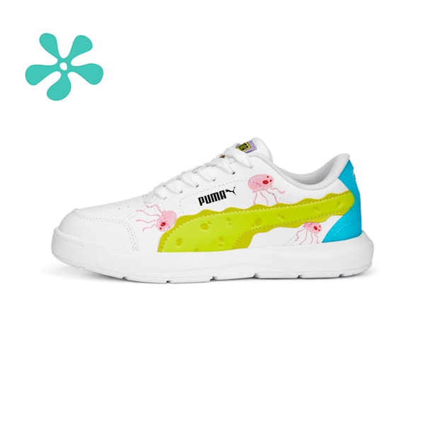 PUMA x SPONGEBOB Evolve Court Youth Sneakers, PUMA White-Celandine-Hero Blue-PRISM PINK, extralarge-IND