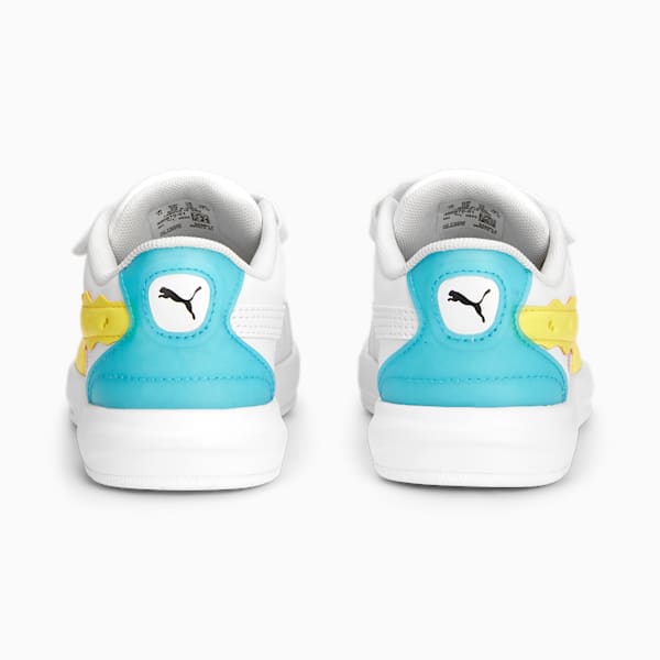 キッズ PUMA x スポンジ・ボブ EVOLVE コート V スニーカー 17-21cm, PUMA White-Celandine-Hero Blue-PRISM PINK