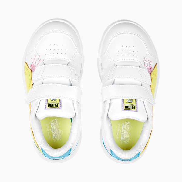キッズ PUMA x スポンジ・ボブ EVOLVE コート V スニーカー 17-21cm, PUMA White-Celandine-Hero Blue-PRISM PINK