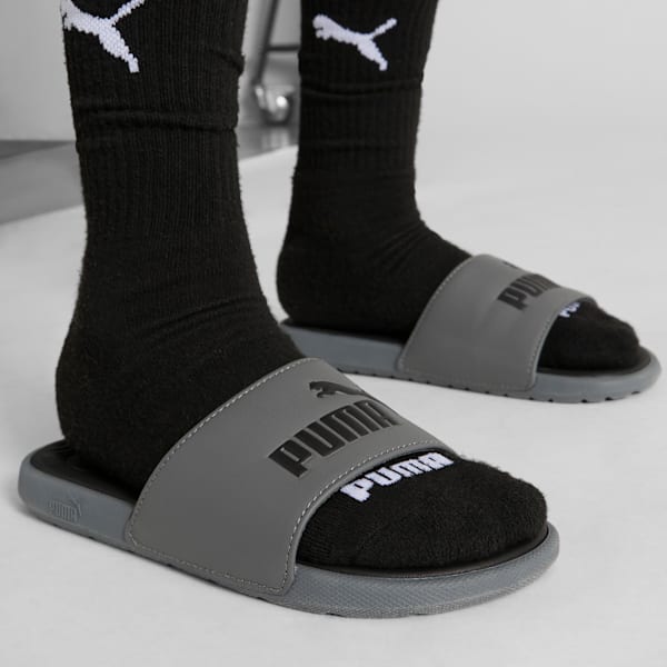 Cool Cat 2.0 Big Kids' Slides, Cool Dark Gray-PUMA Black, extralarge