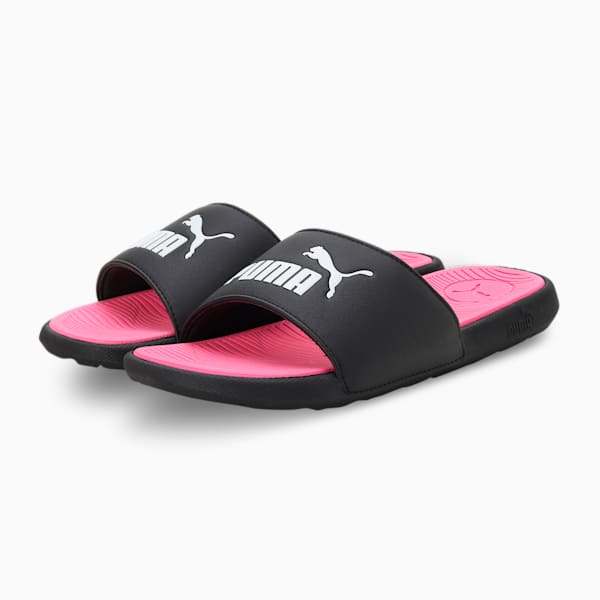 Cool Cat 2.0 Youth Slides, PUMA Black-PUMA White-KNOCKOUT PINK, extralarge-IND