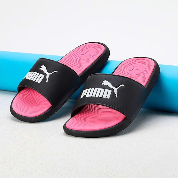 Pink and sales black puma slides