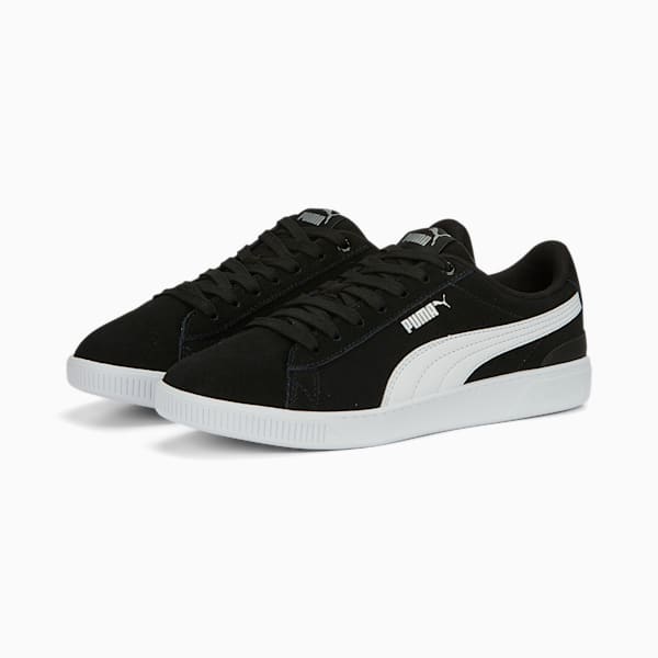 Vikky v3 Wide Sneakers Women, PUMA Black-PUMA White-PUMA Silver, extralarge
