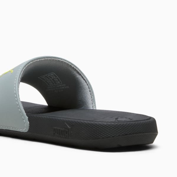 Cool Cat 2.0 Little Kids' Slides, Cool Mid Gray-Lime Sheen-PUMA Black, extralarge