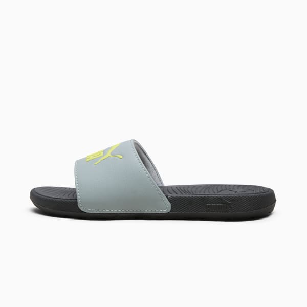 Cool Cat 2.0 Little Kids' Slides, Cool Mid Gray-Lime Sheen-PUMA Black, extralarge