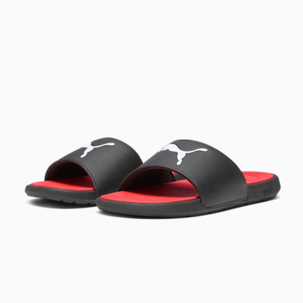 Cool Cat 2.0 Big Kids' Sport Slides, PUMA Black-PUMA White-For All Time Red, extralarge