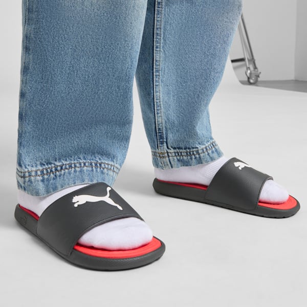 Cool Cat 2.0 Big Kids' Sport Slides, PUMA Black-PUMA White-For All Time Red, extralarge