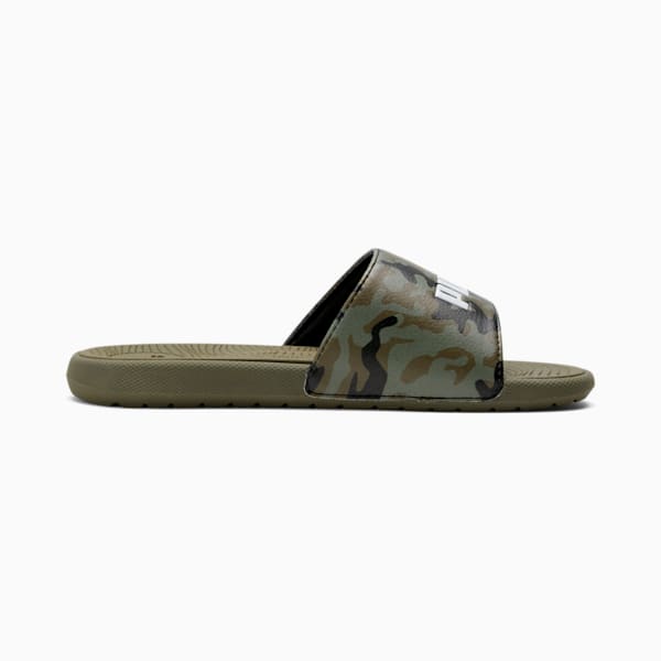 Cool Cat 2.0 Camo Slides Kids, Dark Olive-PUMA Olive-PUMA White, extralarge