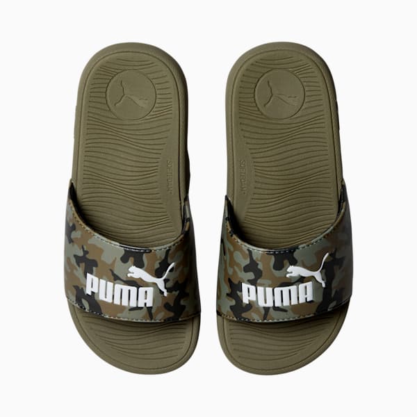 Cool Cat 2.0 Camo Slides Kids, Dark Olive-PUMA Olive-PUMA White, extralarge