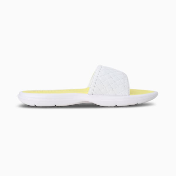 Quilt Women's Slides, PUMA White-Fresh Yellow