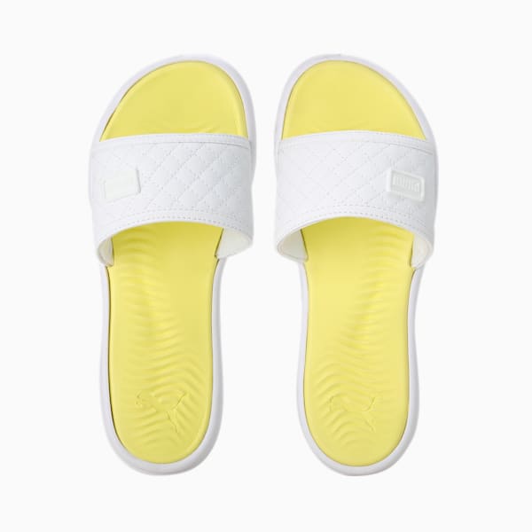 Quilt Women's Slides, PUMA White-Fresh Yellow, extralarge-IND