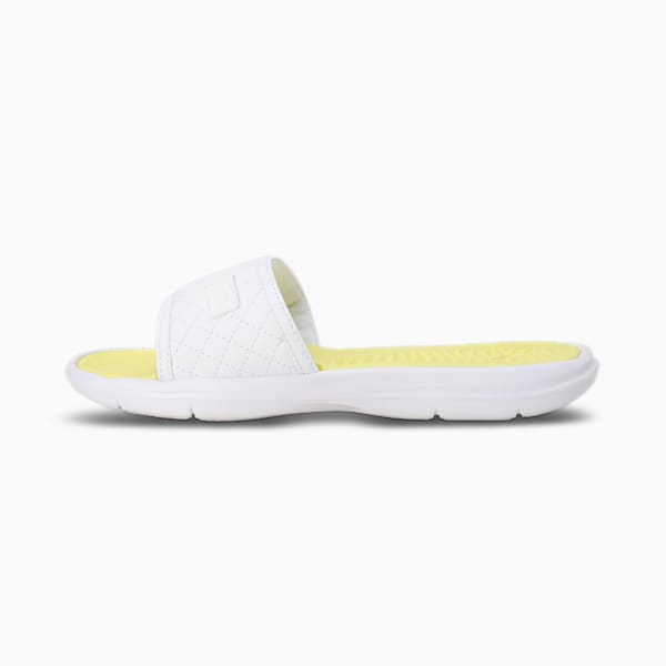 Quilt Women's Slides, PUMA White-Fresh Yellow, extralarge-IND