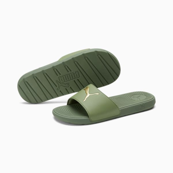 Cool Cat 2.0 Sport Women's Slides, Olivine-PUMA Gold, extralarge