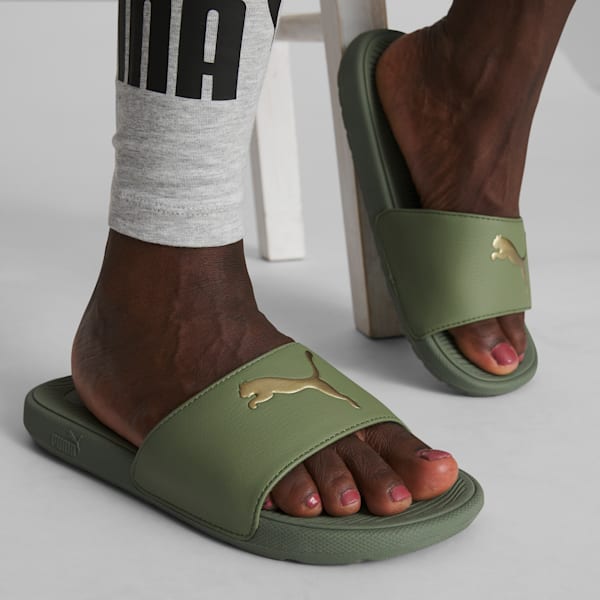 Cool Cat 2.0 Sport Women's Slides, Olivine-PUMA Gold, extralarge