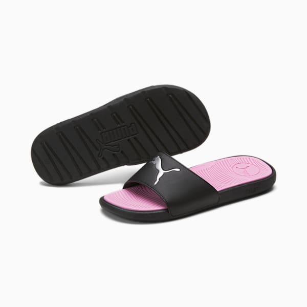 Cool Cat 2.0 Sport Women's Slides, PUMA Black-PUMA Silver-Pale Pink, extralarge