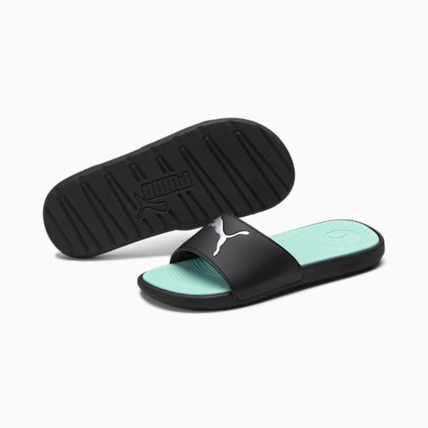 Cool Cat 2.0 Sport Women's Slides, PUMA Black-PUMA Silver-Fair Aqua, extralarge
