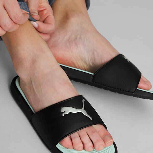 Cool Cat 2.0 Sport Women's Slides, PUMA Black-PUMA Silver-Fair Aqua, extralarge