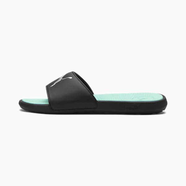 Cool Cat 2.0 Sport Women's Slides, PUMA Black-PUMA Silver-Fair Aqua, extralarge