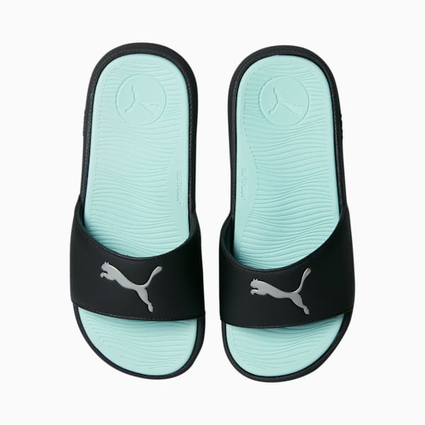 Cool Cat 2.0 Sport Women's Slides, PUMA Black-PUMA Silver-Fair Aqua, extralarge