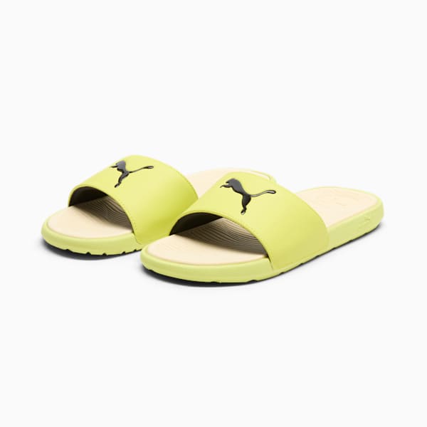Cool Cat 2.0 Sport Women's Slides, Lime Sheen-PUMA Black-Creamy Vanilla, extralarge