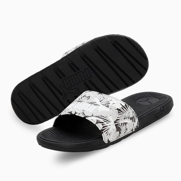Cool Cat 2.0 Flower Women's Slides, PUMA Black-PUMA White, extralarge-IND
