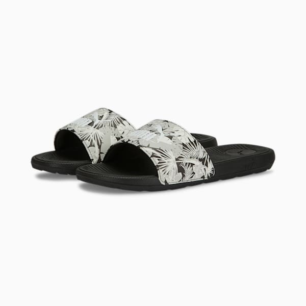 Cool Cat 2.0 Flower Women's Slides, PUMA Black-PUMA White, extralarge